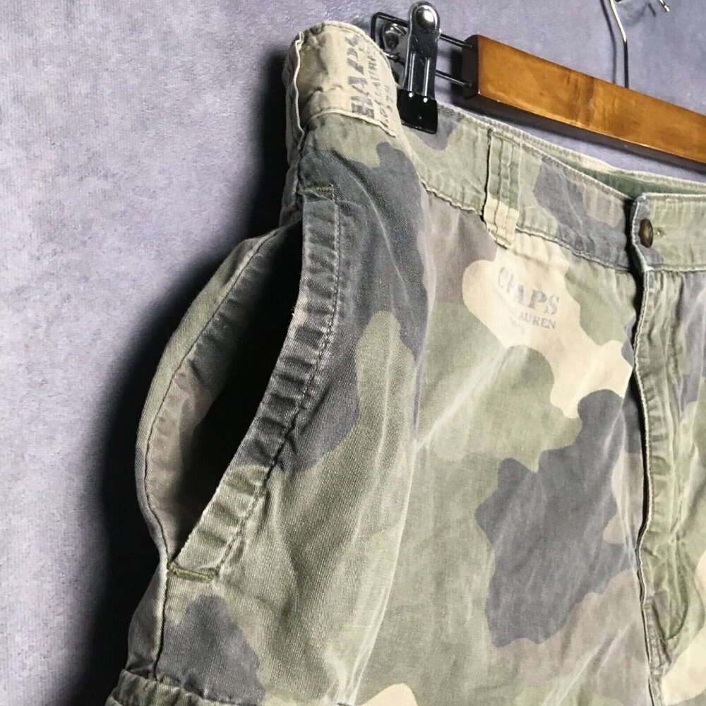 Chaps RL Mens Camo Cargo Shorts size 34 Lightweight Cotton Fatigues Jungle Green - Picture 6 of 12